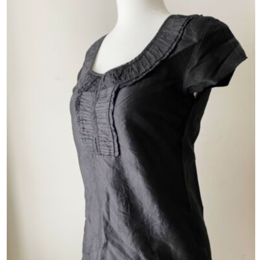 CALYPSO ST. BARTH Dress Women's XS Black 100% Silk Ruffle Cap Sleeve